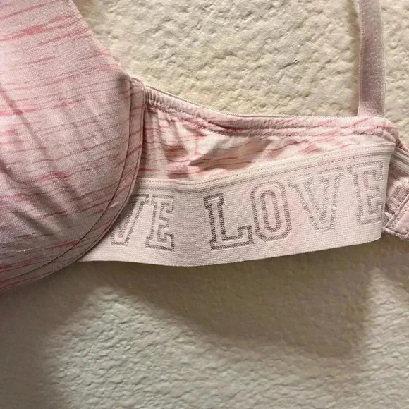 SO Pink and white striped push up bra 34B LOVE details on band - Picture 2 of 9